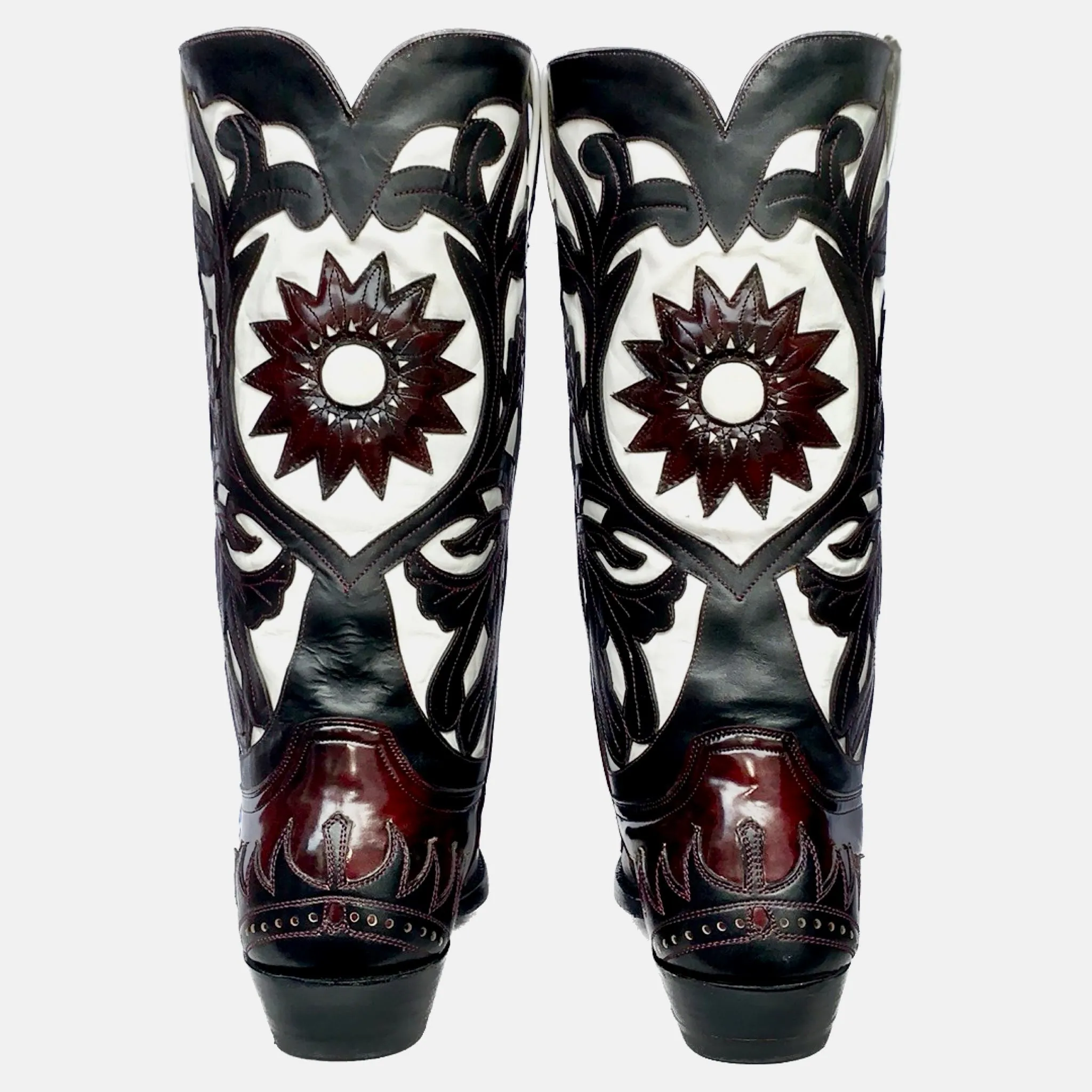 OLD GRINGO Whitney Classics Collection Sun White Black Overlay Leather Cowboy Western Boots