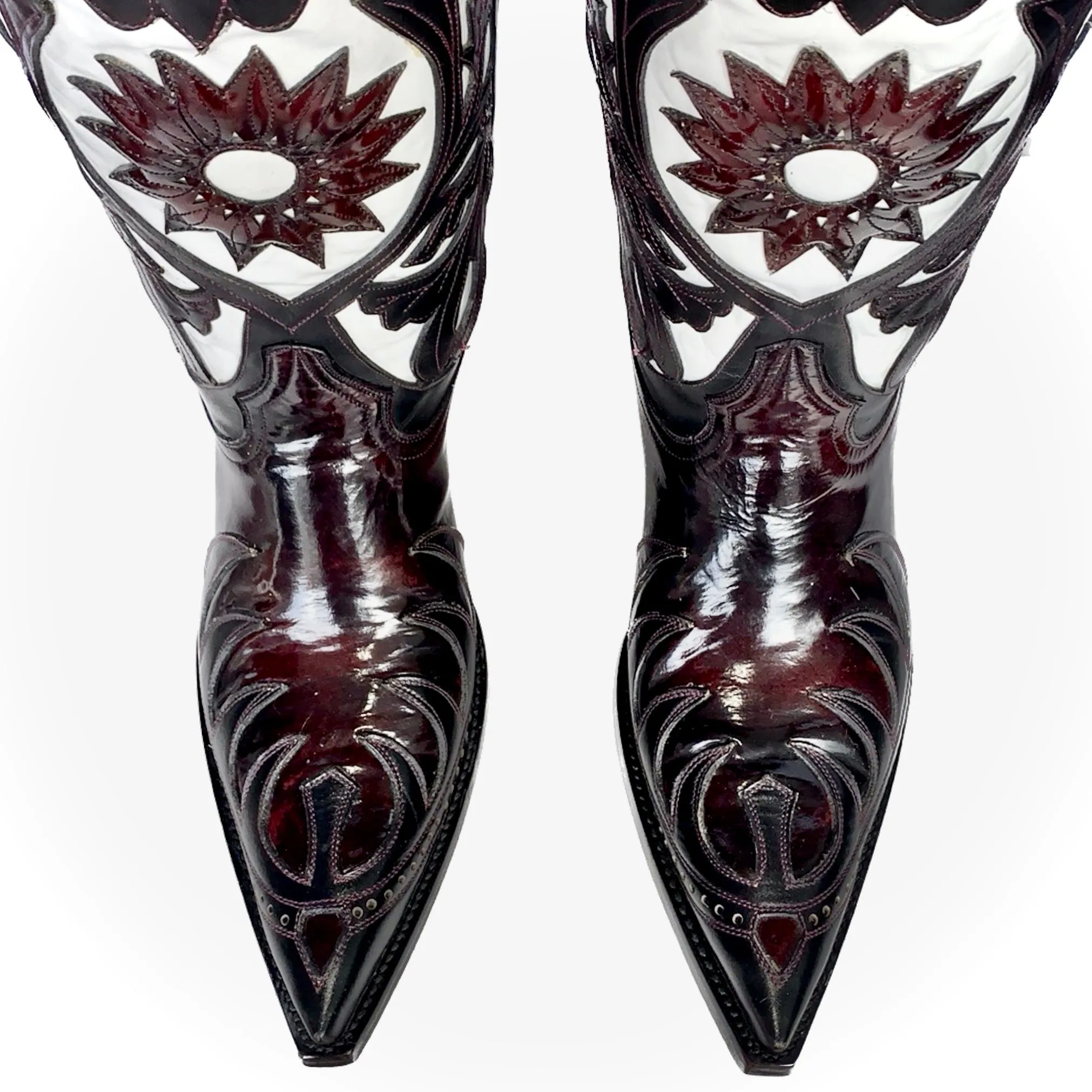 OLD GRINGO Whitney Classics Collection Sun White Black Overlay Leather Cowboy Western Boots