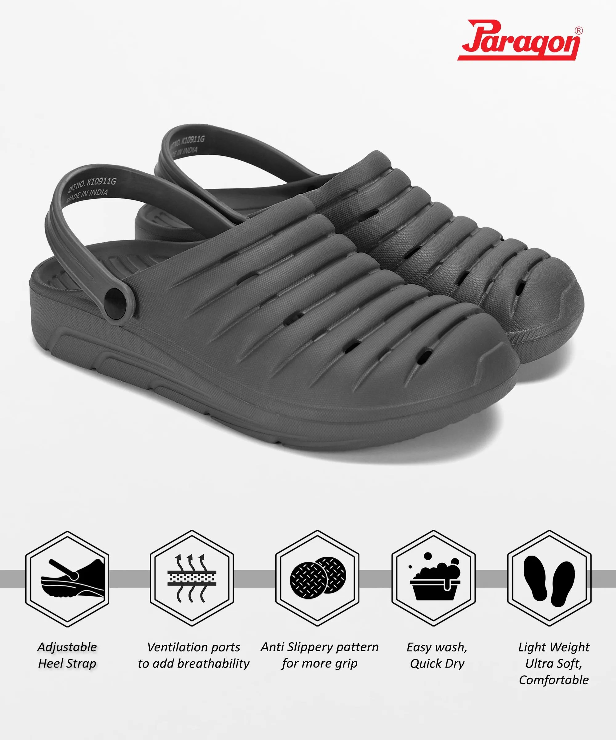 Paragon Blot K10911G Men Casual Clogs | Stylish,Durable | Casual & Comfortable | For Everyday Use