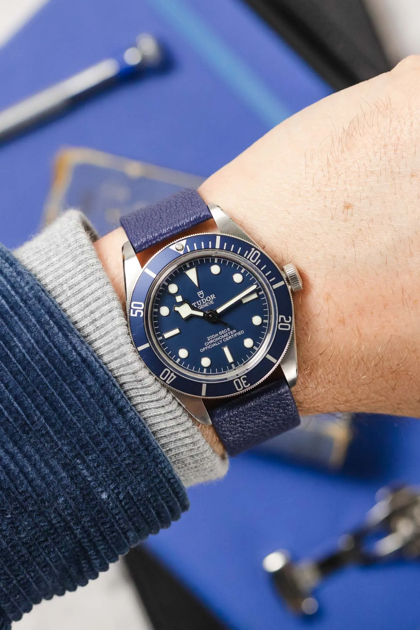 Pebro BILLY Genuine Goatskin Leather Watch Strap in NAVY BLUE