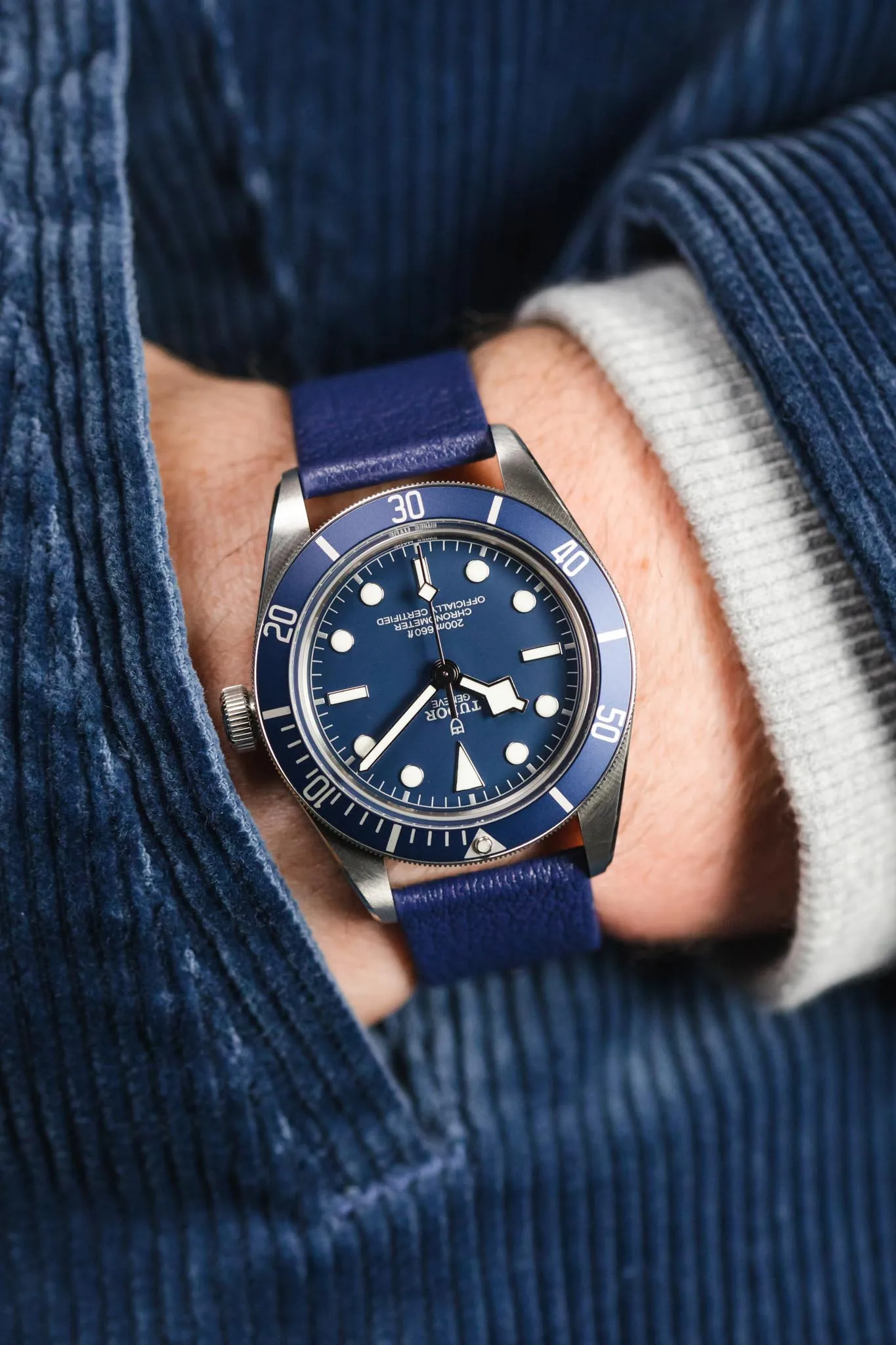 Pebro BILLY Genuine Goatskin Leather Watch Strap in NAVY BLUE