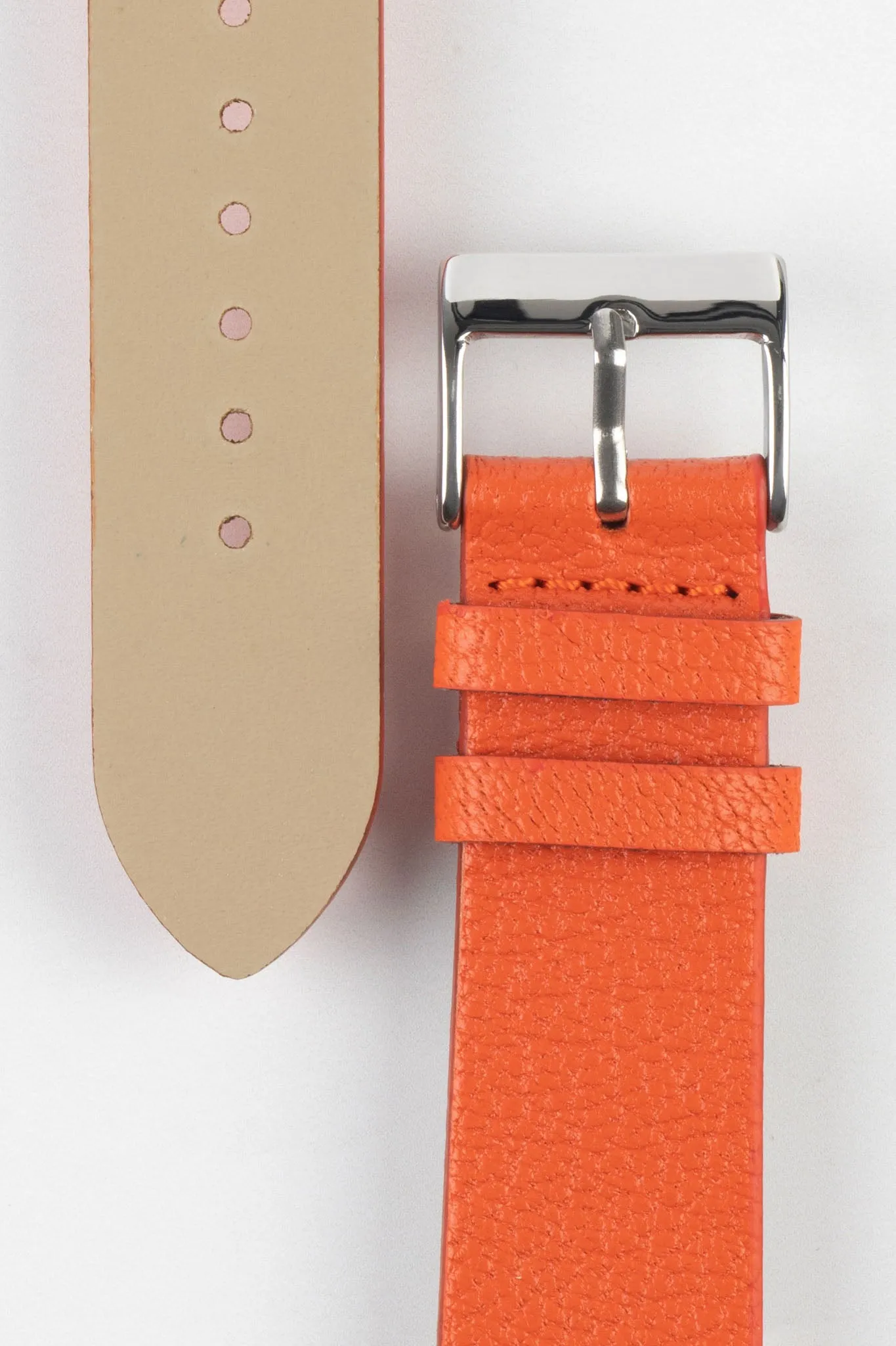 Pebro BILLY Genuine Goatskin Leather Watch Strap in ORANGE