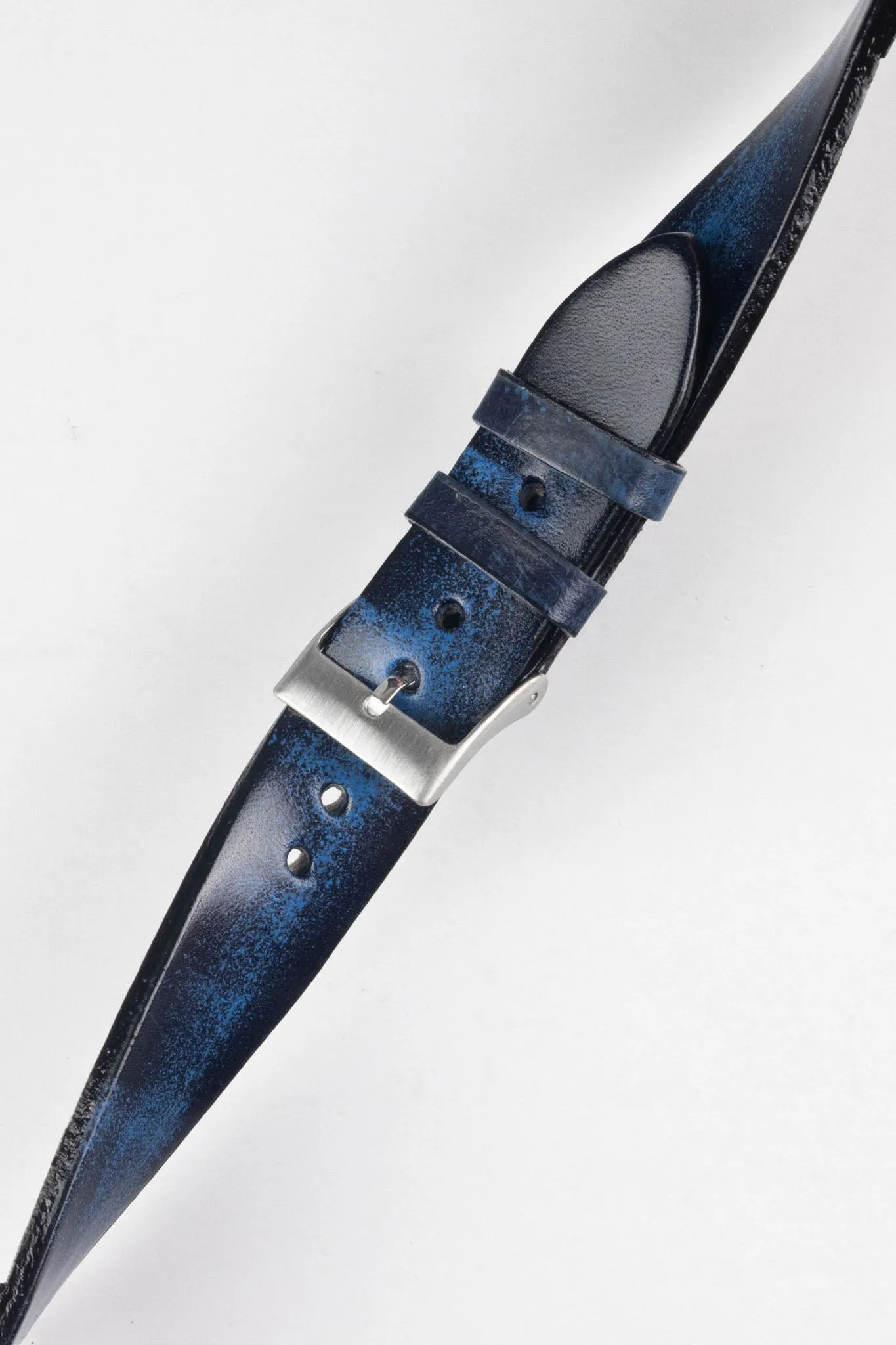 Pebro VENEER Lacquered Vintage Leather Watch Strap in BLUE