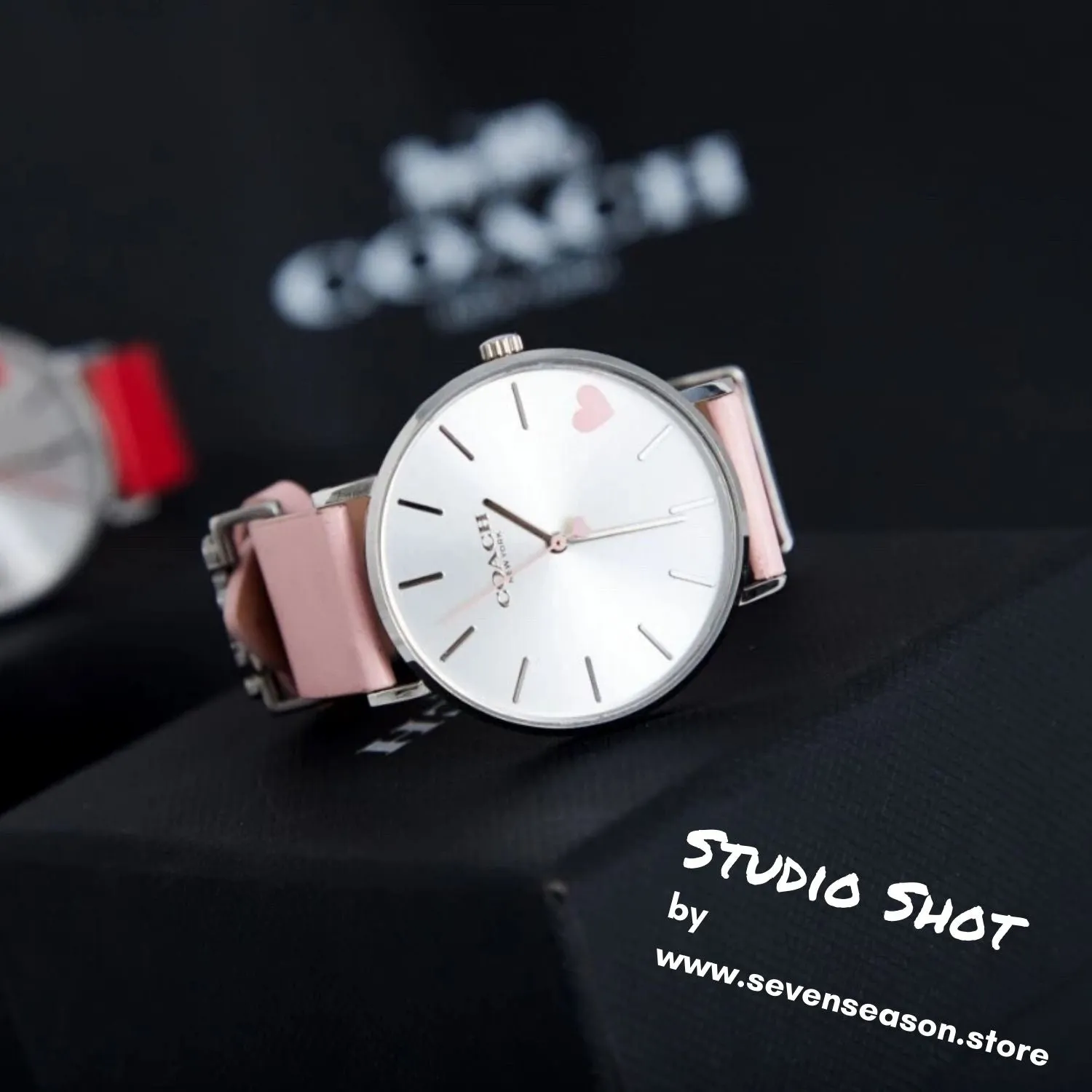 Perry Pink Leather Strap Heart Watch