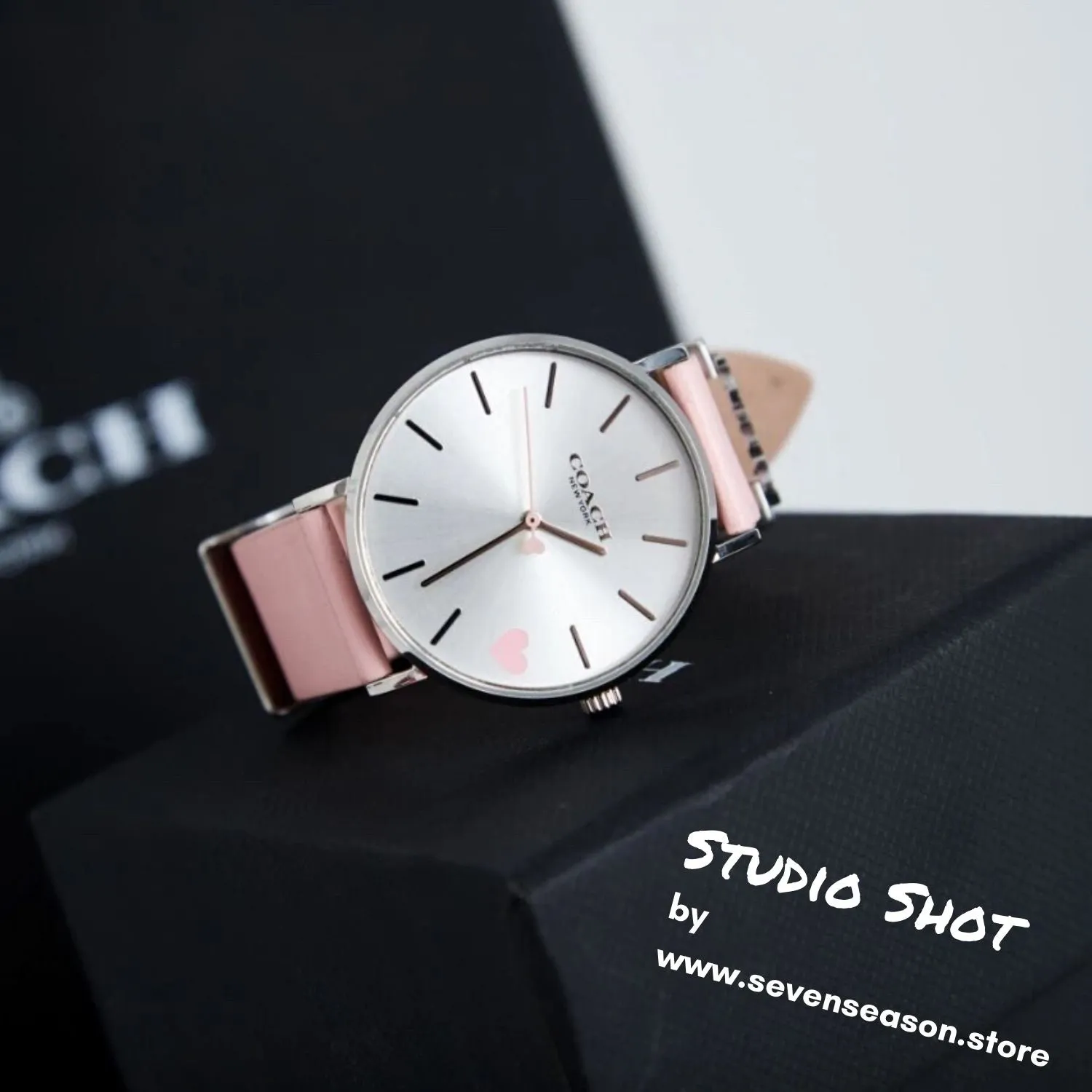 Perry Pink Leather Strap Heart Watch