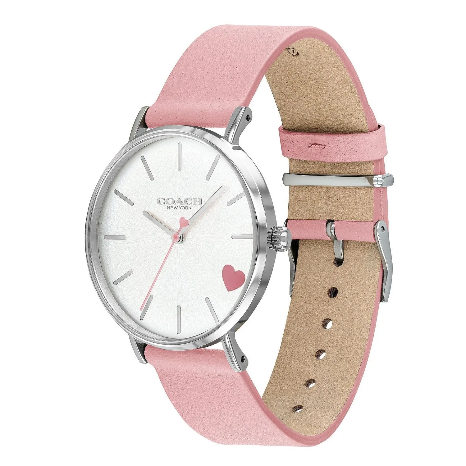 Perry Pink Leather Strap Heart Watch