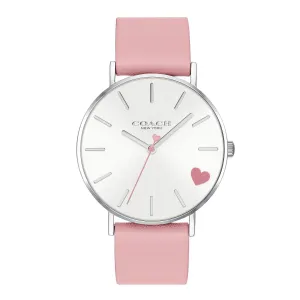 Perry Pink Leather Strap Heart Watch