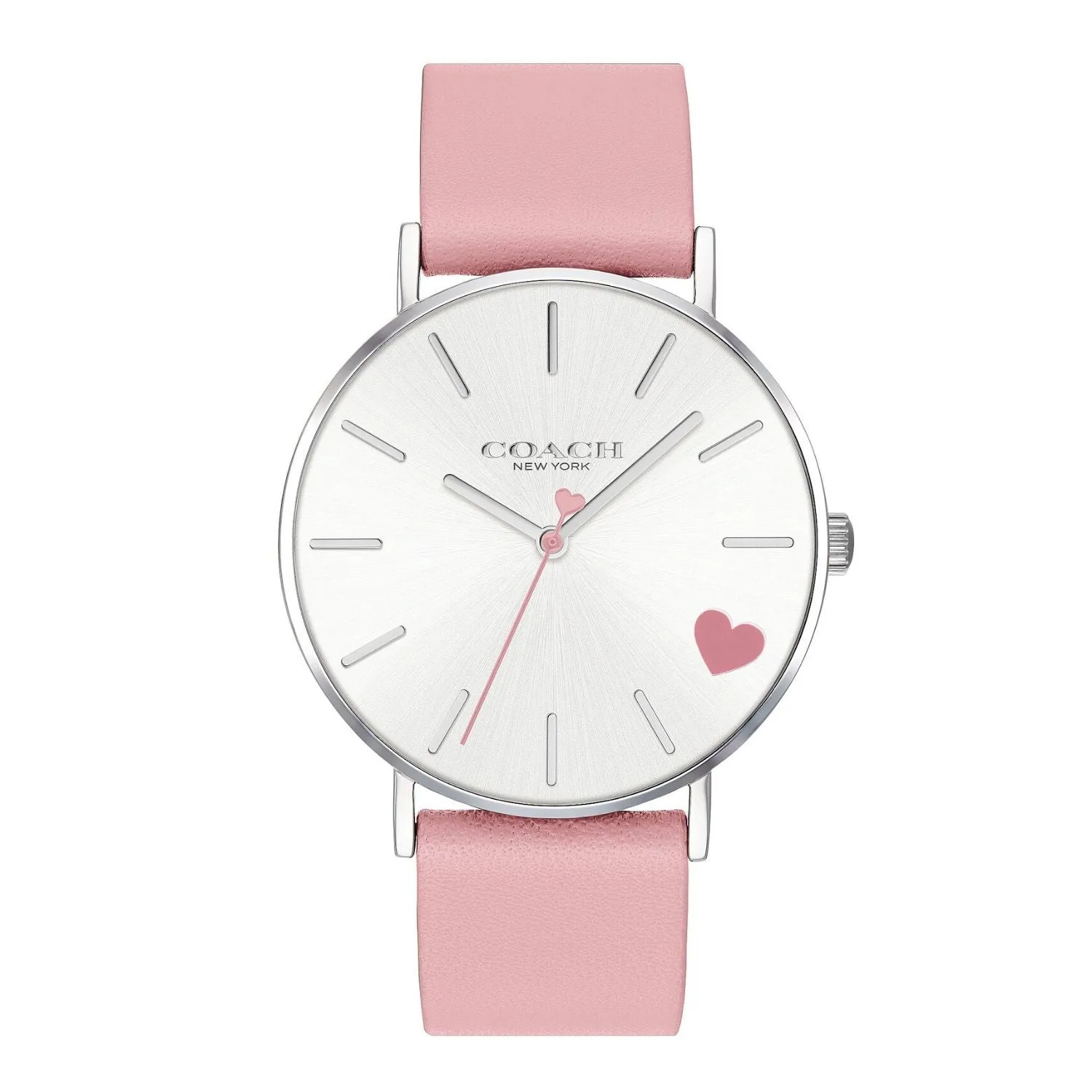 Perry Pink Leather Strap Heart Watch