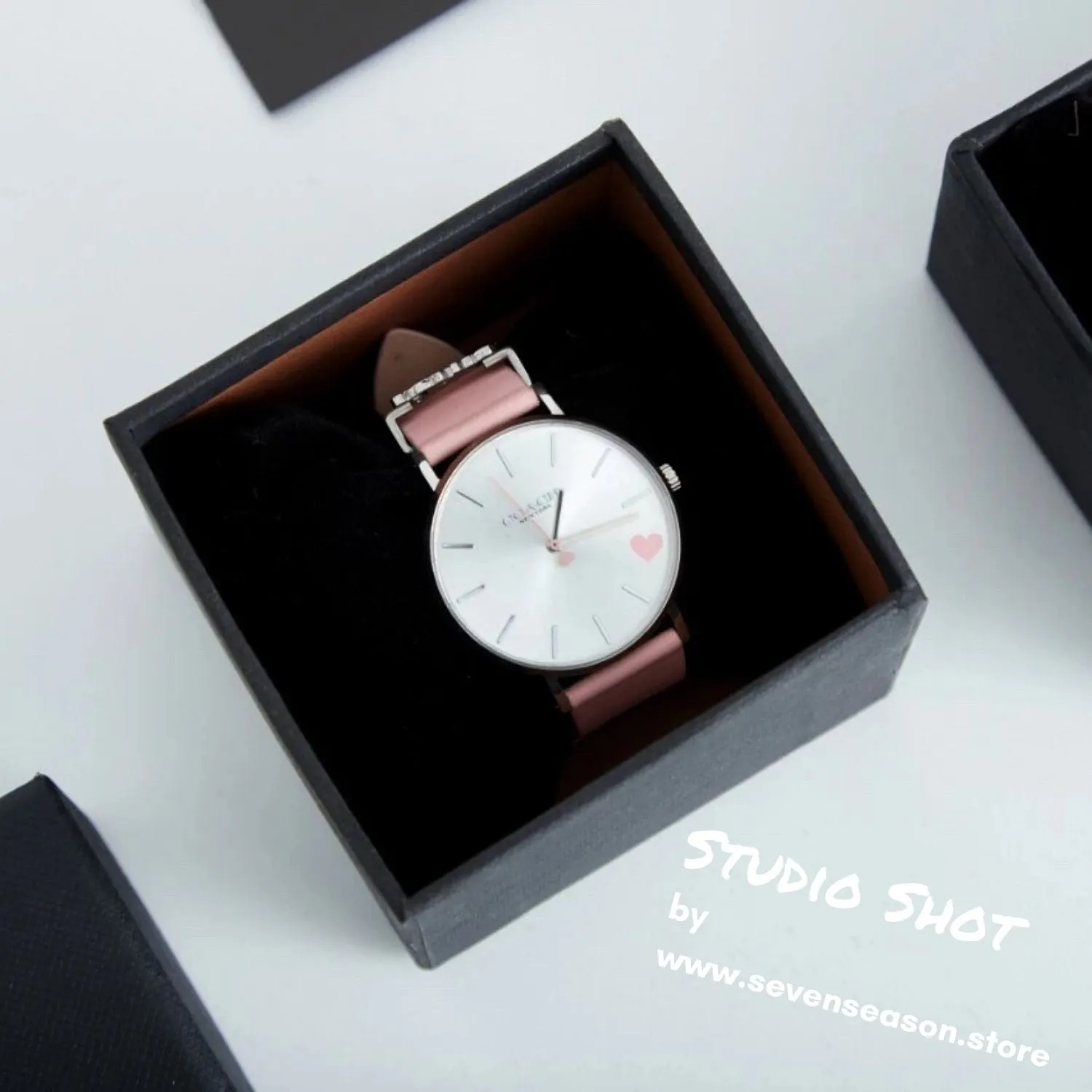 Perry Pink Leather Strap Heart Watch