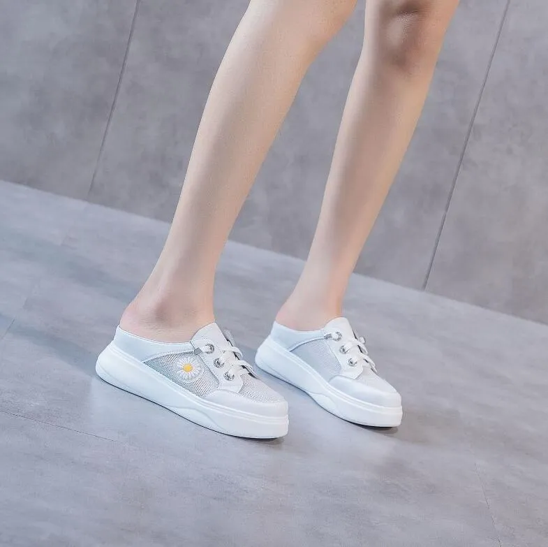 Petite Size Lace Mesh Slip On Casual Shoes MS165