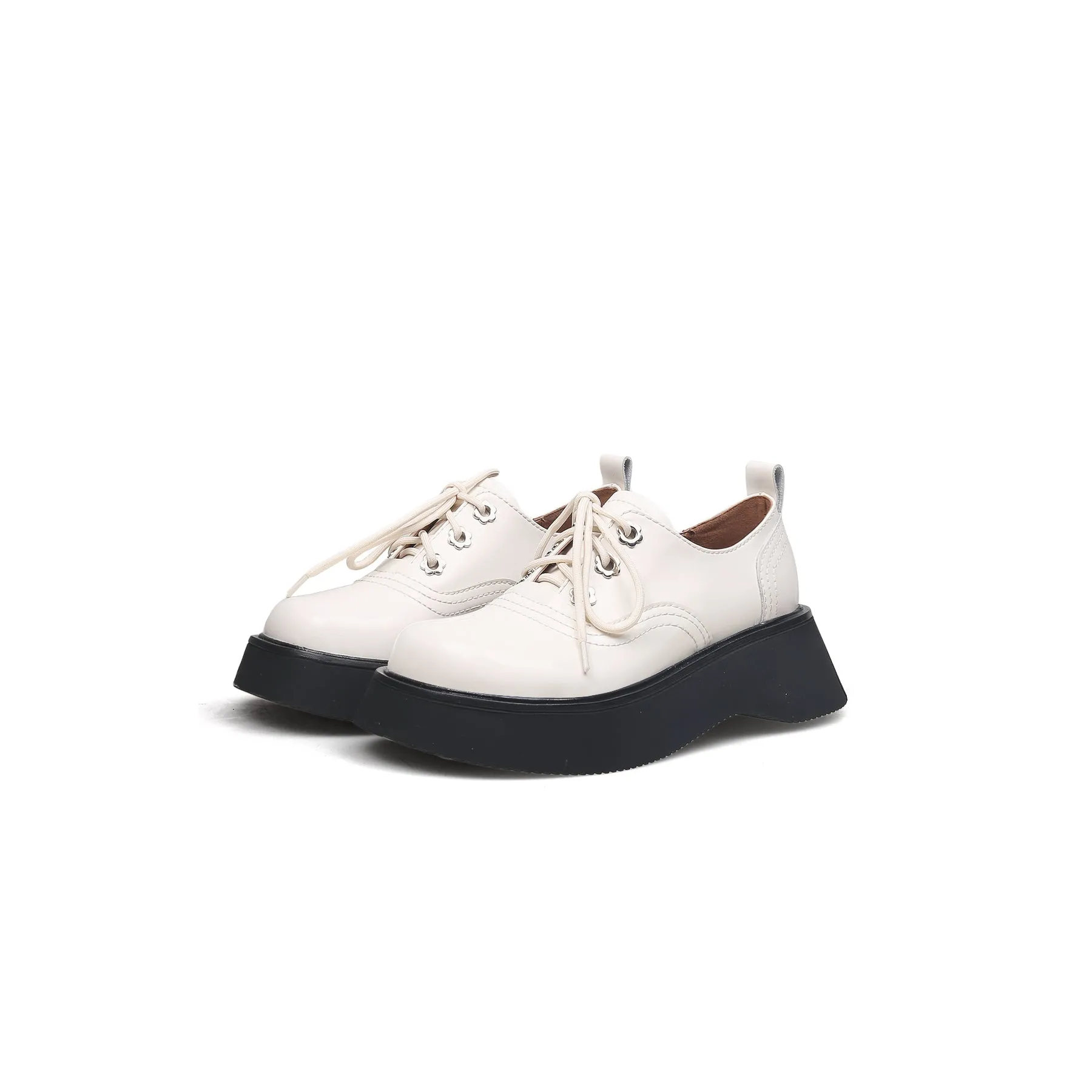Platform Leather Oxford Ivory