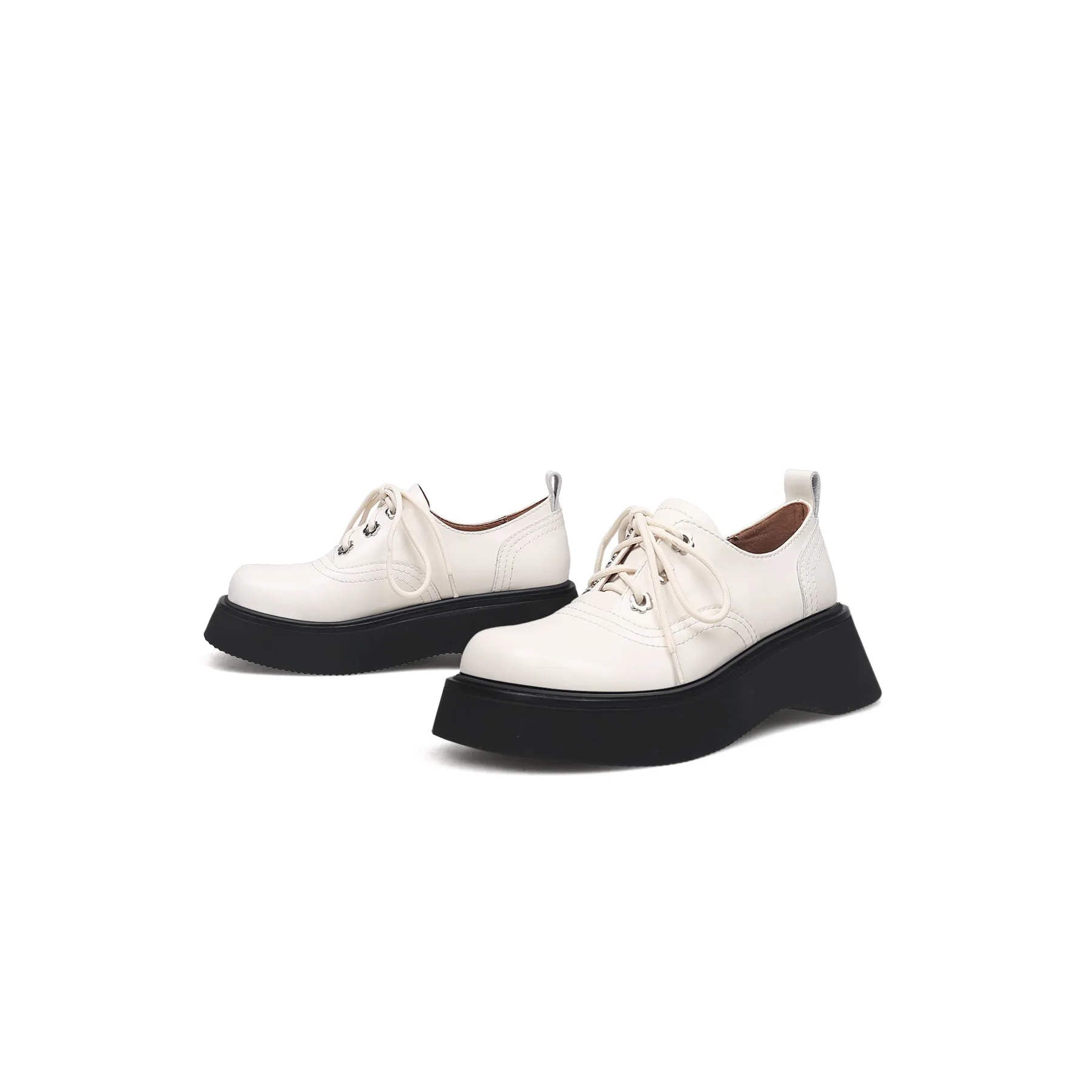 Platform Leather Oxford Ivory