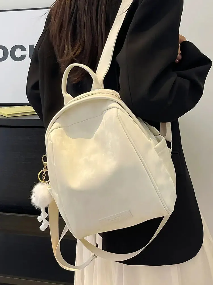 Pom Pom Keychain Casual Backpack