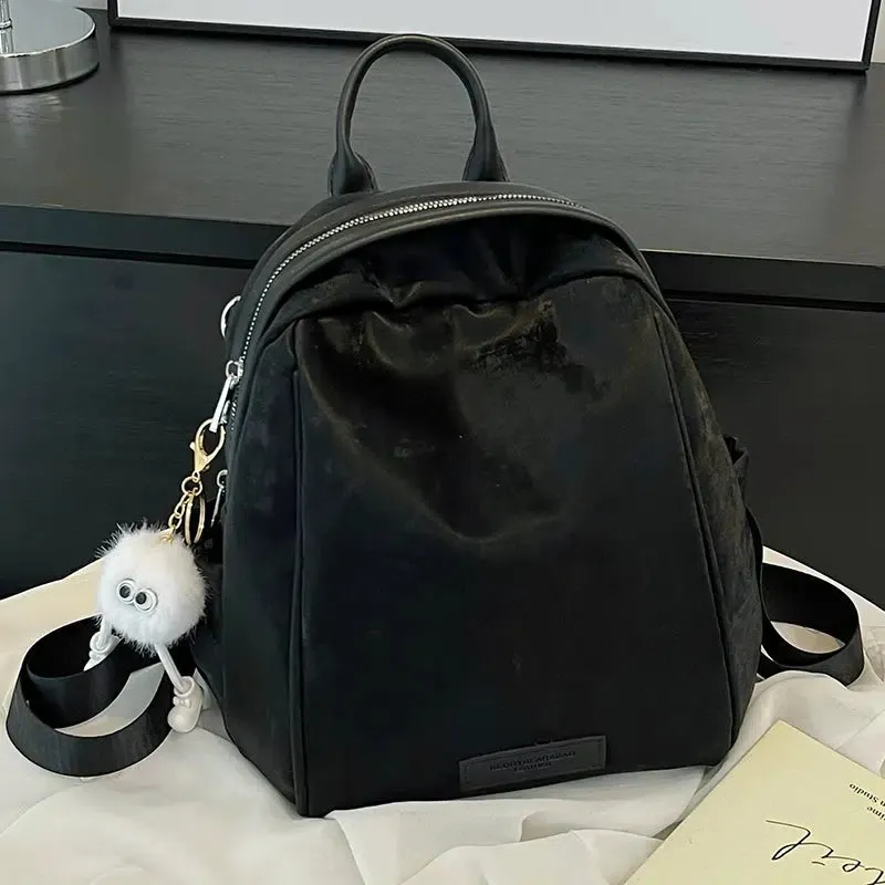 Pom Pom Keychain Casual Backpack