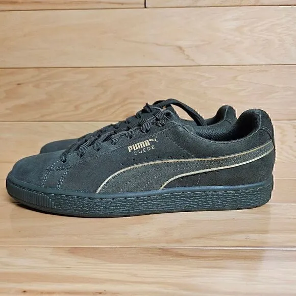PUMA Mens Suede Foil FS Size 8.5 Sneakers Casual Shoe Olive Green Night Gold