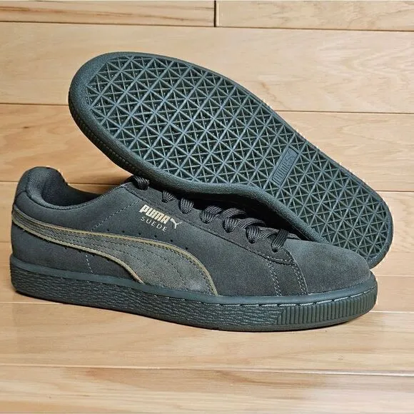 PUMA Mens Suede Foil FS Size 8.5 Sneakers Casual Shoe Olive Green Night Gold