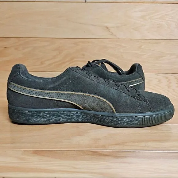 PUMA Mens Suede Foil FS Size 8.5 Sneakers Casual Shoe Olive Green Night Gold