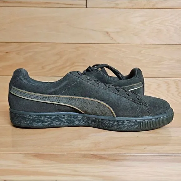 PUMA Mens Suede Foil FS Size 8.5 Sneakers Casual Shoe Olive Green Night Gold