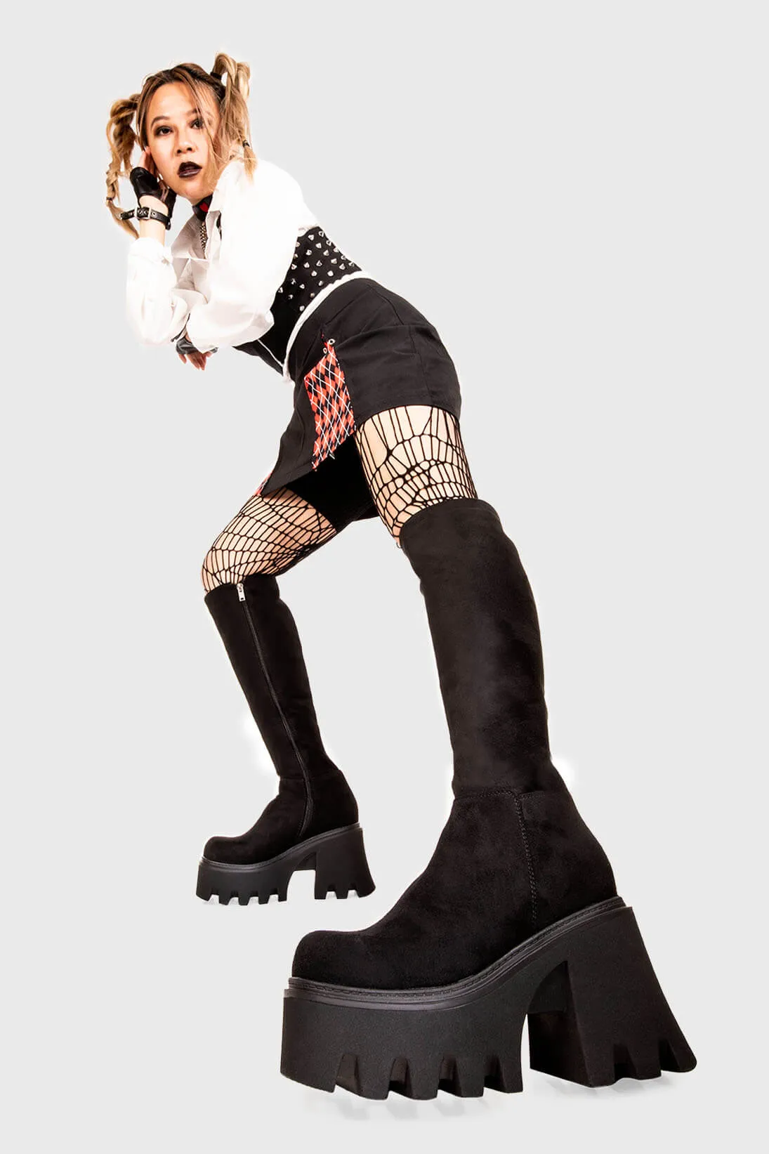Ready Wide Calf Chunky Platform Knee High Boots