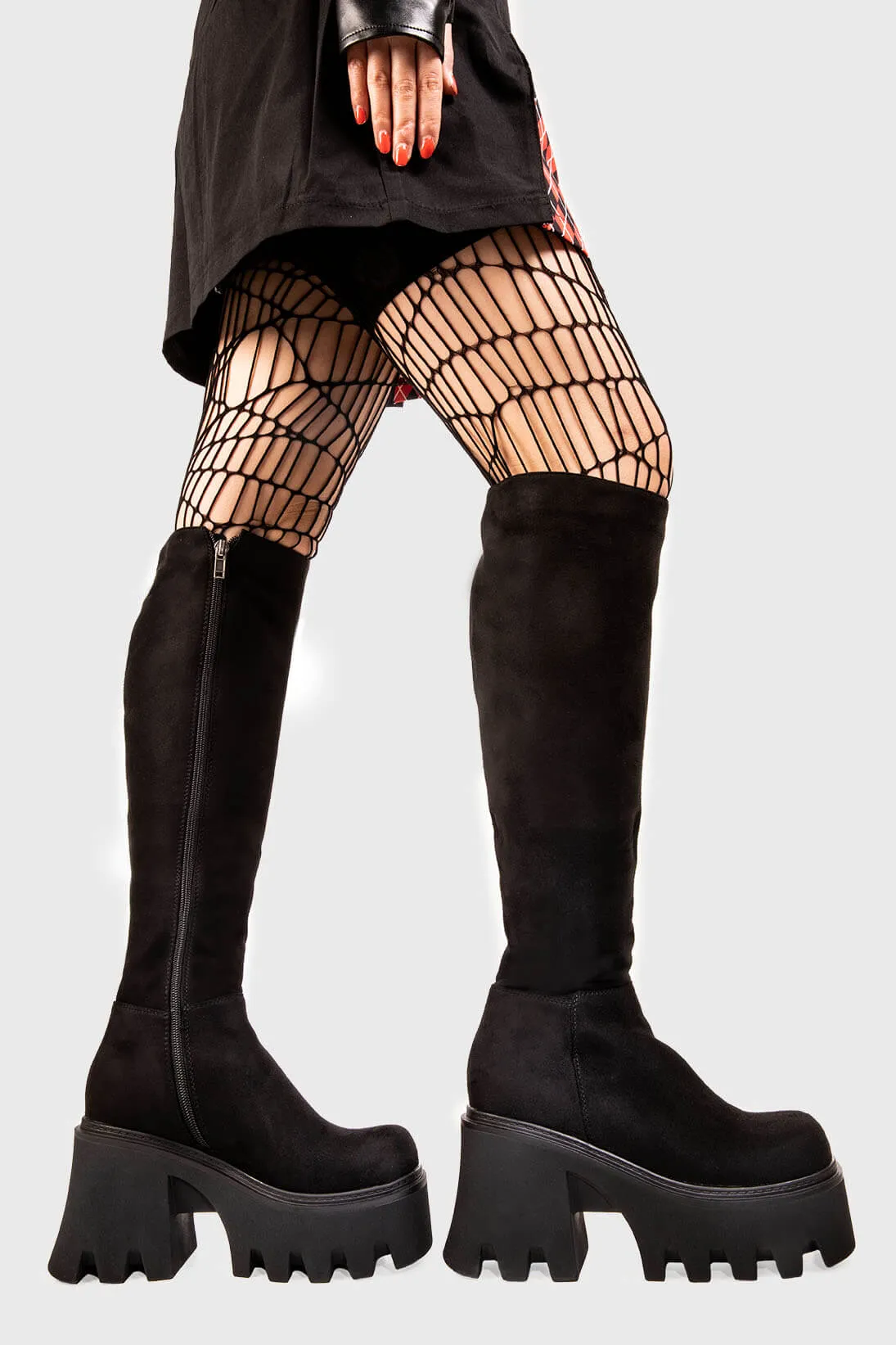 Ready Wide Calf Chunky Platform Knee High Boots