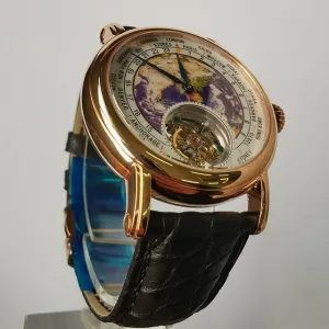 Real seagull Tourbillon Watch Men Mechanical Movement Luxury Brand Earth Dial Alligator Leather Men's Wristwatch Reloj Hombre