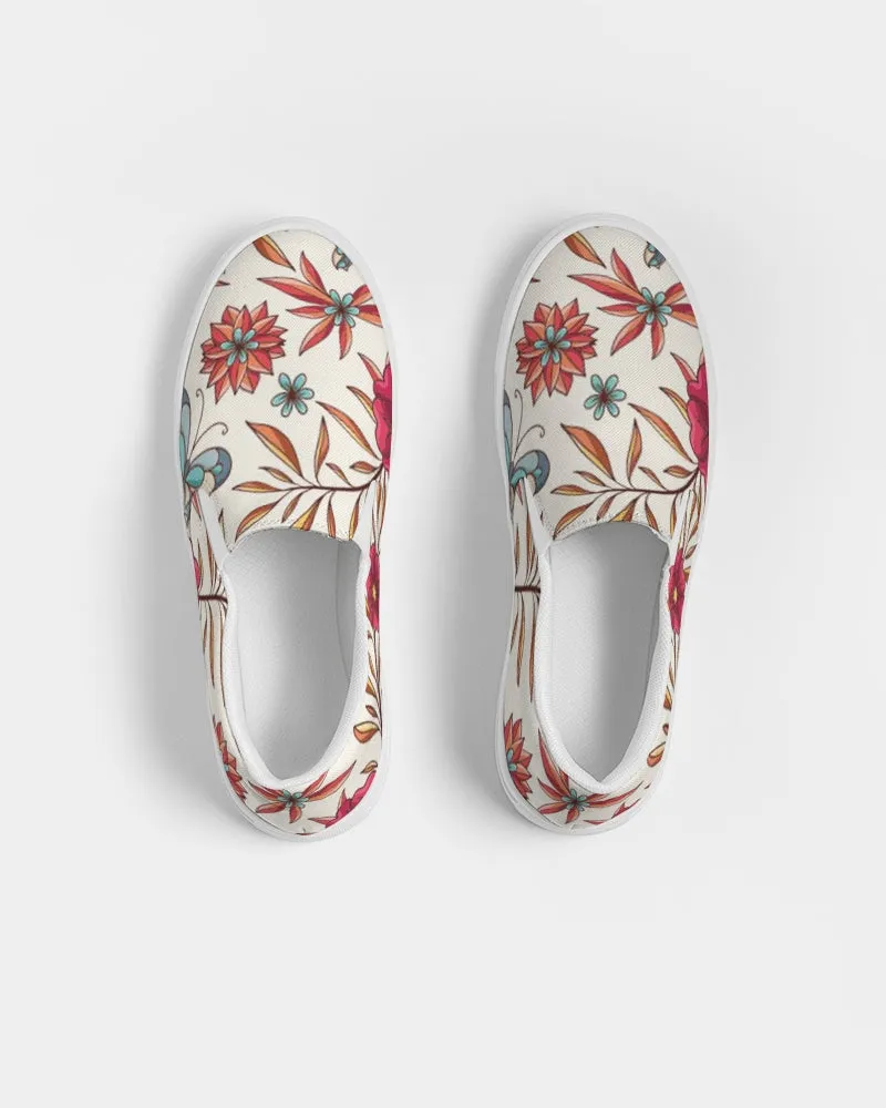 Red Bloom Slip on Canvas Shoe