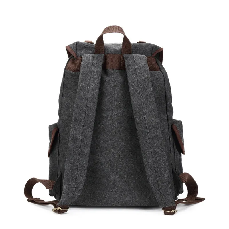 Retro Style Canvas Leather Backpack Canvas Travel Rucksack Casual School Laptop Backpack FX5112