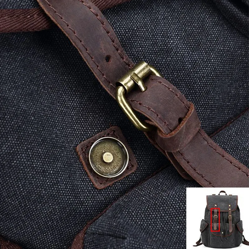 Retro Style Canvas Leather Backpack Canvas Travel Rucksack Casual School Laptop Backpack FX5112