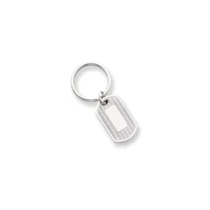 Rhodium Plated Etched Lines Key Ring