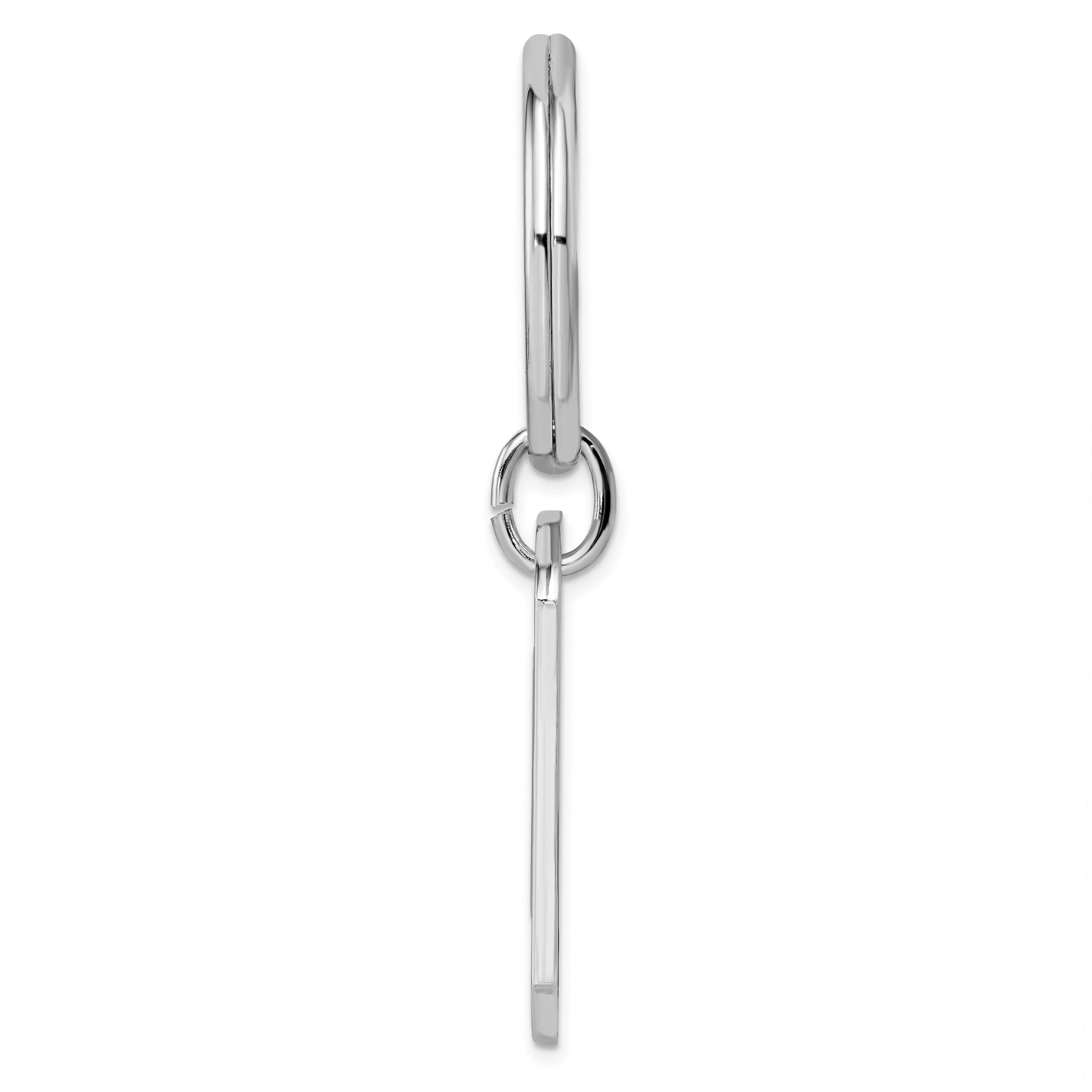 Rhodium Plated Etched Lines Key Ring