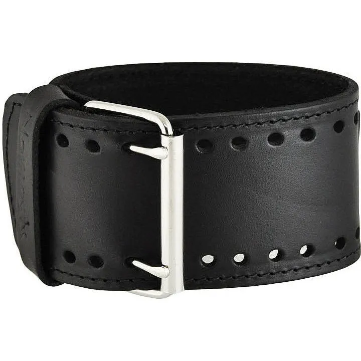 Sapphire Crystal Black Watch with Embossed Black Leather Cuff