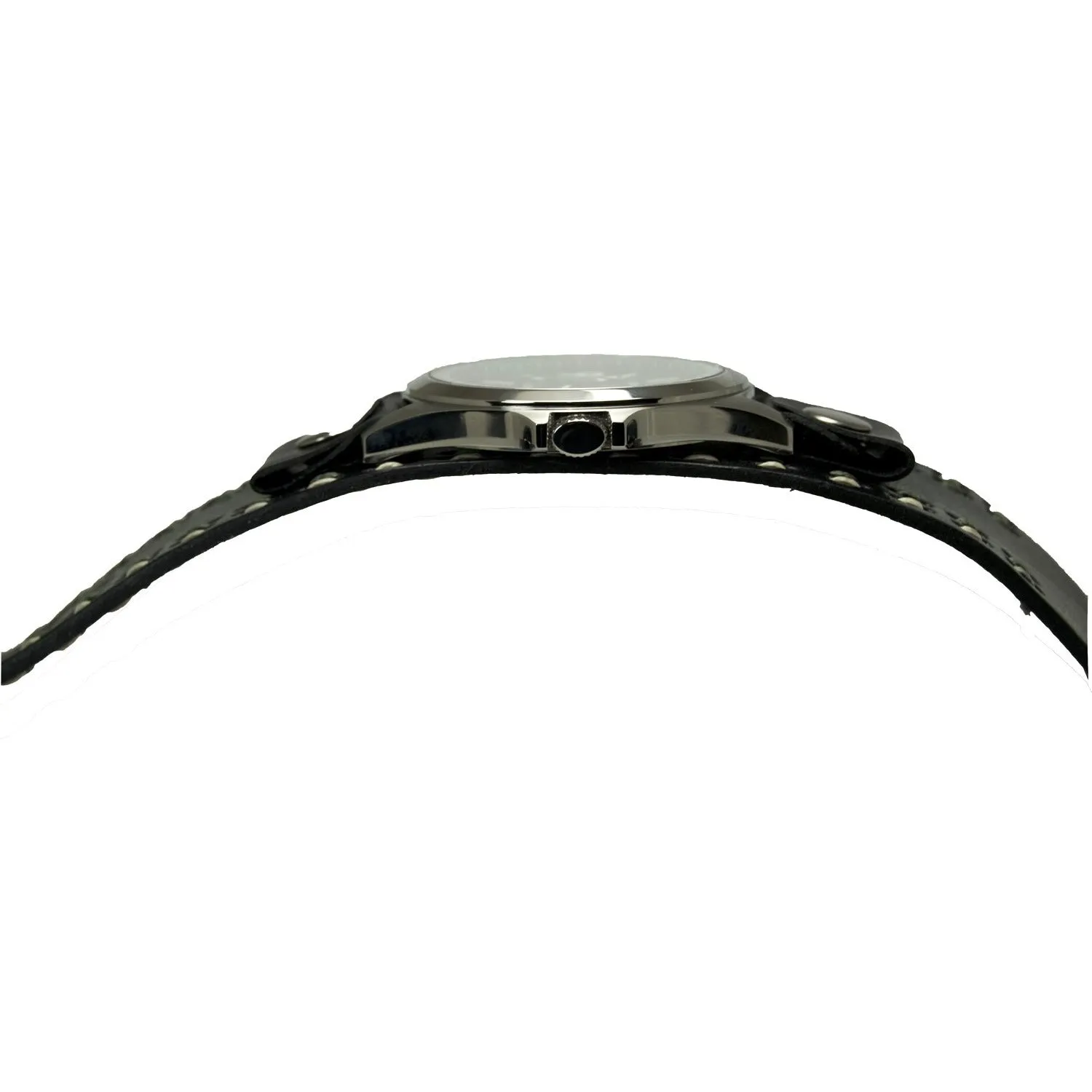 Sapphire Crystal Black Watch with Stitched Black Leather Cuff