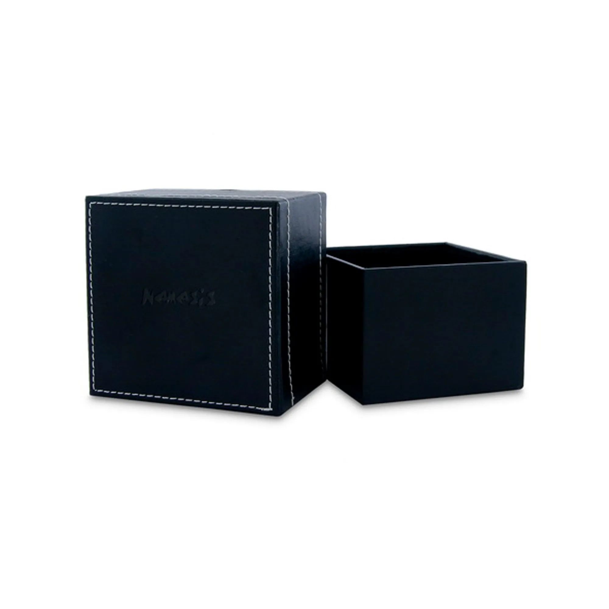 Sapphire Crystal Black Watch with Stitched Black Leather Cuff