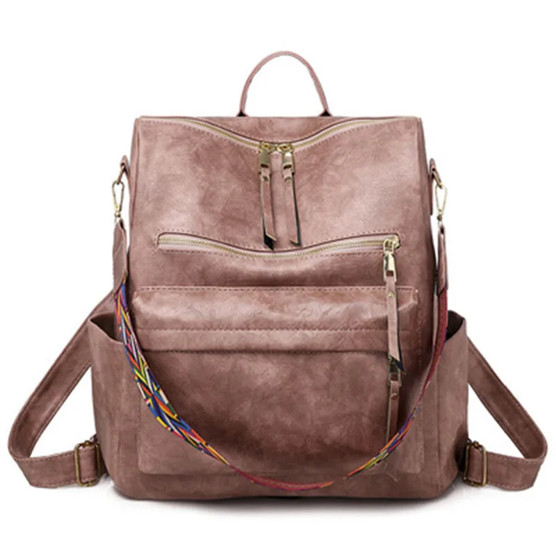 Simple Style Design Zipper Portable Adjustable Shoulder Strap Backpack