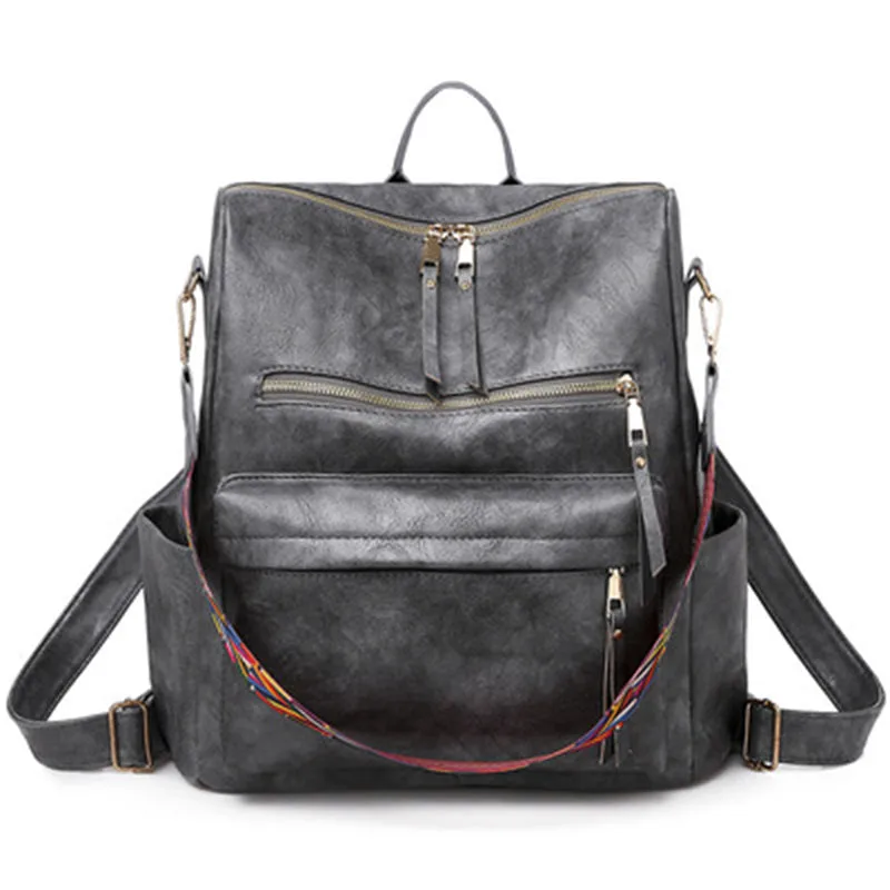 Simple Style Design Zipper Portable Adjustable Shoulder Strap Backpack