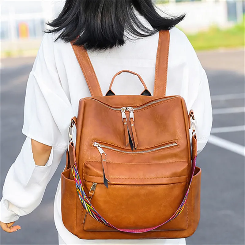 Simple Style Design Zipper Portable Adjustable Shoulder Strap Backpack