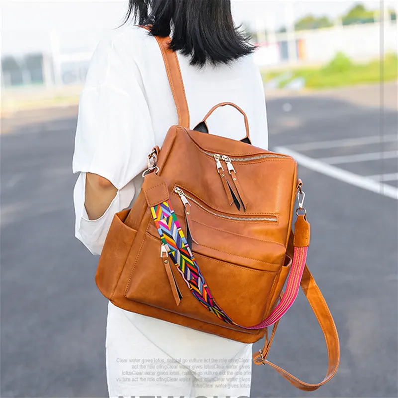 Simple Style Design Zipper Portable Adjustable Shoulder Strap Backpack