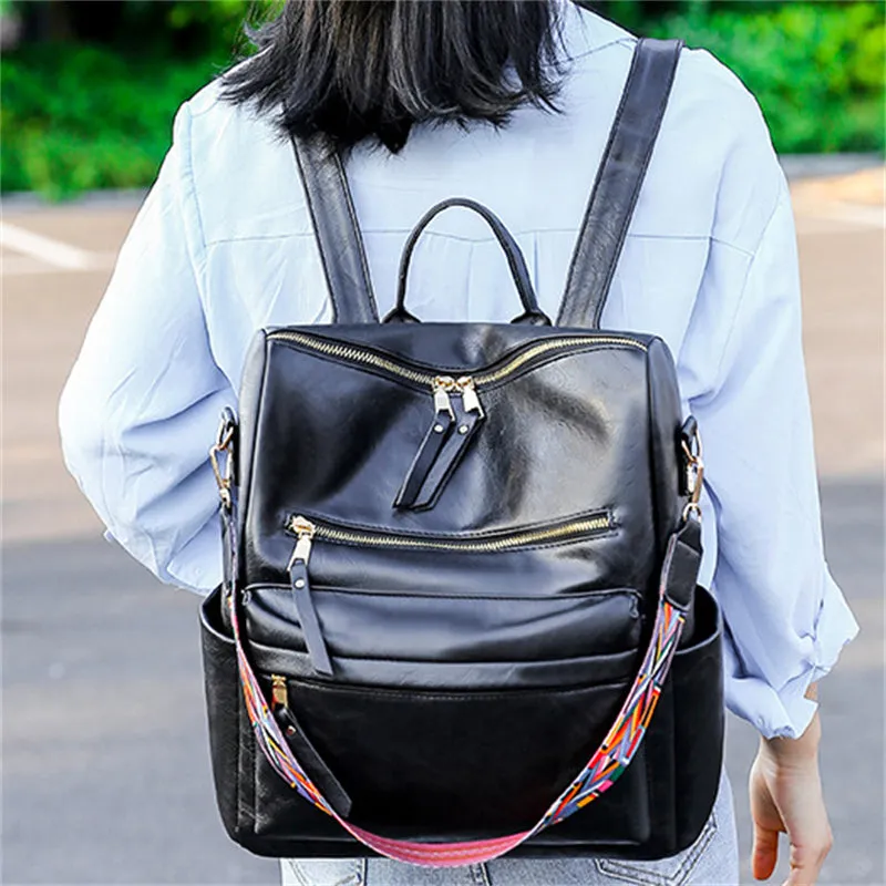 Simple Style Design Zipper Portable Adjustable Shoulder Strap Backpack