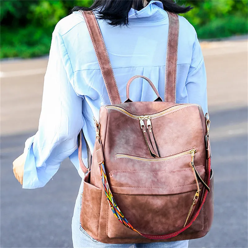 Simple Style Design Zipper Portable Adjustable Shoulder Strap Backpack