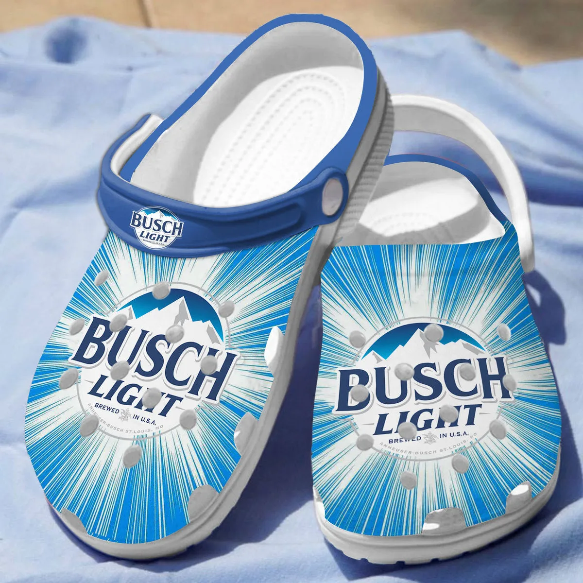 Soft And Comfortable Busch Beer Blue Clogs