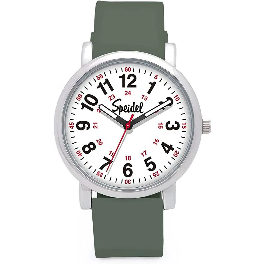 Speidel Original Scrub Watch™ for Nurse, Medical Professionals and Students – Various Medical Scrub Colors, Easy Read Dial, Military Time with Second Hand, Silicone Band, Water Resistant | Multiple Colors