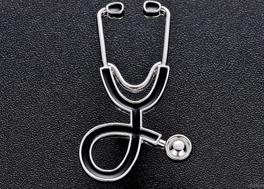 Stethoscope Pin Silver