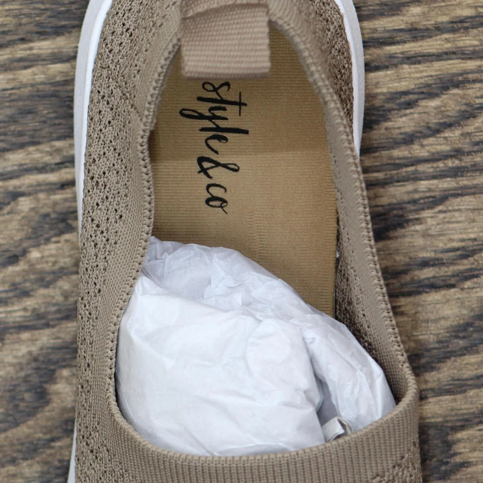 Style & Co Womens Slip On Mason Masonn Sneakers Light Taupe Brown 7.5M