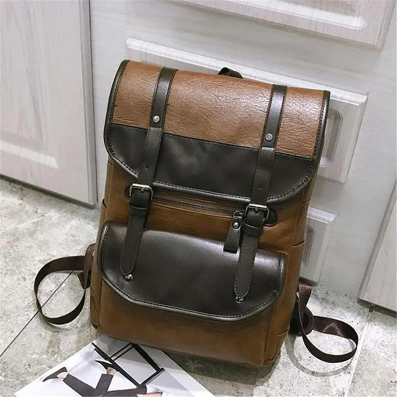 Stylish Leather Casual Multifunctional Travel Backpack for Men
