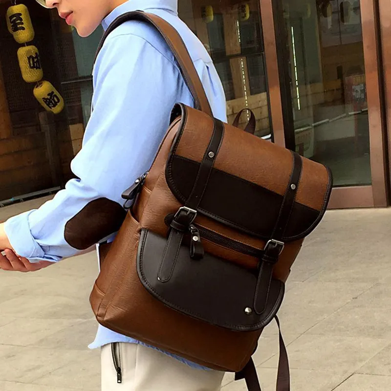 Stylish Leather Casual Multifunctional Travel Backpack for Men