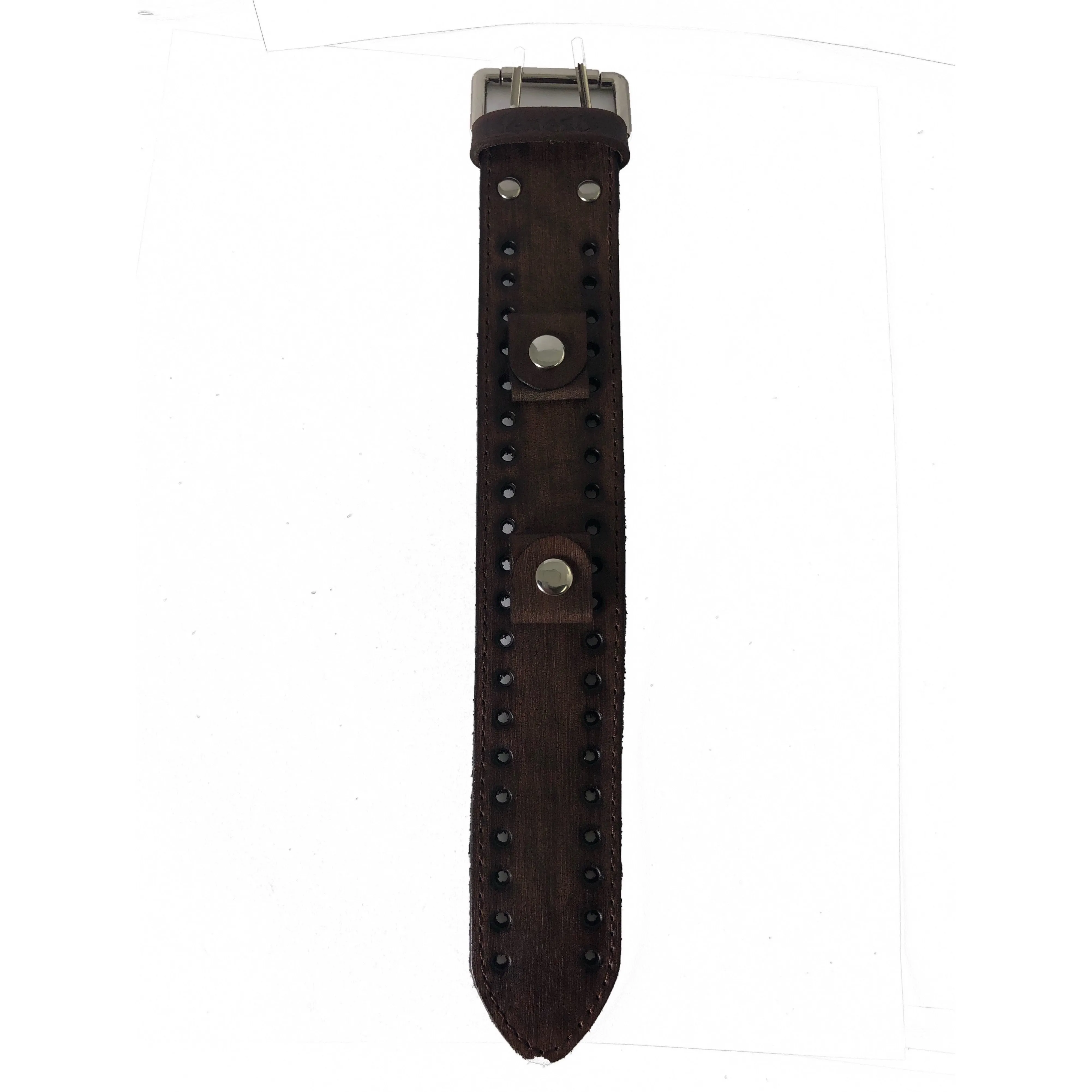 Sully Brown/White Watch with Stitched Dark Brown Leather Cuff