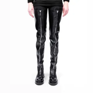 Thigh High Leather Boots with Zippers