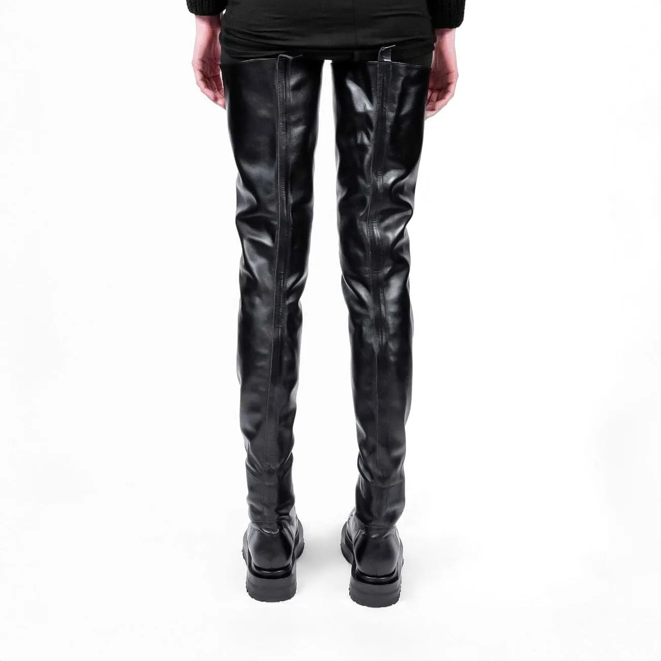 Thigh High Leather Boots with Zippers