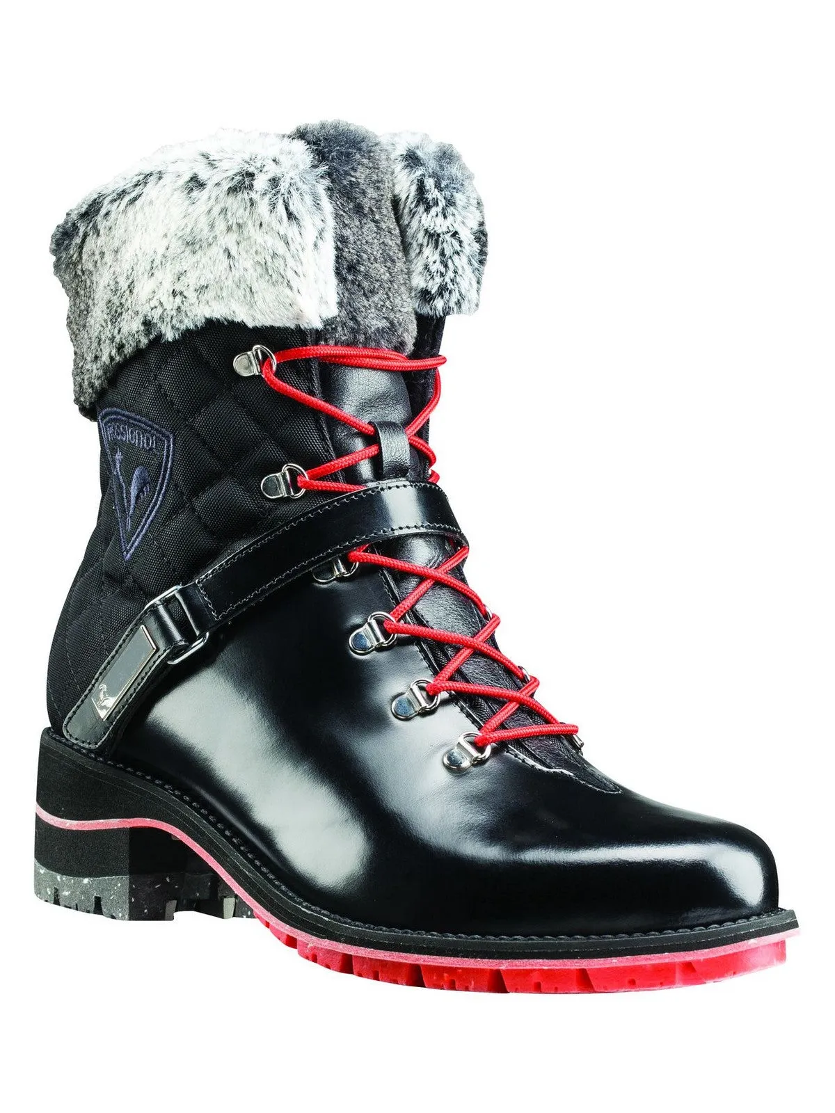 Trzewiki damskie zimowe ROSSIGNOL 1907 Megeve Shiny Black czarne