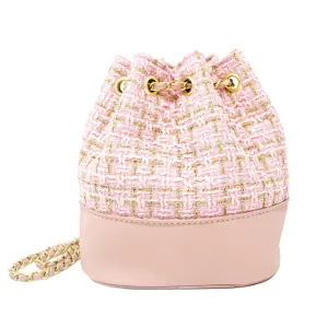TWEED DRAWSTRING BACKPACK BAG PINK
